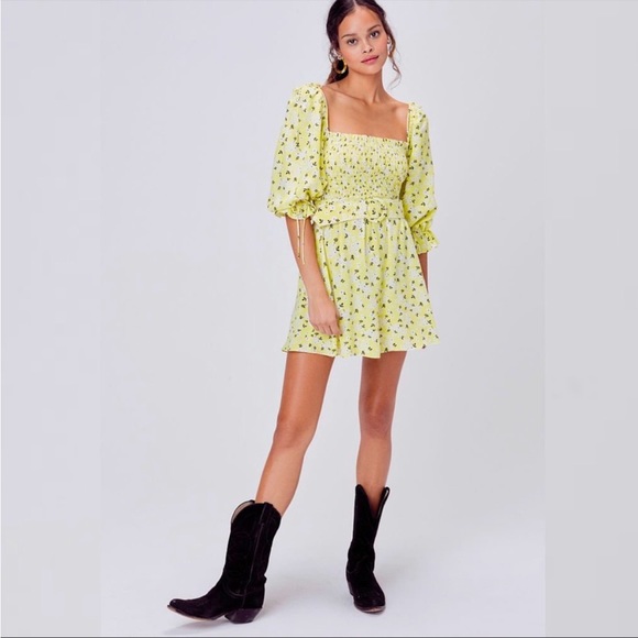 NWT For Love and Lemons Chrysanthemum Belted Mini Dress L - Picture 4 of 16